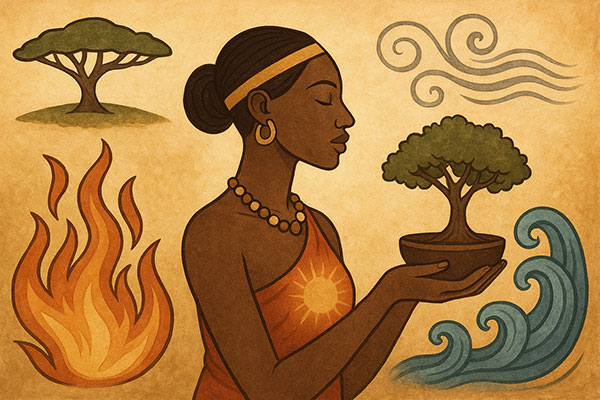 African woman with tree
